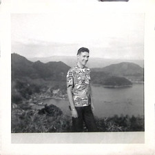 Vintage 1953 Snapshot Photo Numazu Japan Scenic Portrait Suruga Bay April 1953 picture