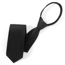 Men's 3.15in (8CM) Black Adjustable Pre-Tied Zipper Ties picture