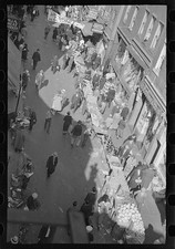 Street Market Downtown 1930s Crowds Shops Aerial View Black White Photo picture