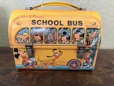 Vintage Walt Disney School Bus Dome Metal Lunchbox Tin Collectible Nice picture