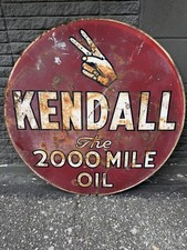 VINTAGE 36 inch Kendall Oil 2000 Mile Sign-Circa 1940’s ⚡️⚡️⚡️  picture