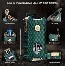 LUXURY 5-in-1 Torch Lighter Cutter Punch Holder Draw Enhancer WE SHIP OVERSEAS picture