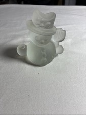 Viking Frosted Glass Snowman Hand Made 4
