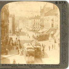 NORWAY, Karl Johan St. Toward The Palace, Christiania--Underwood Stereoview T155 picture