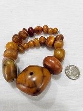 Antique Mauritanian Amber Resin Trade Beads 22pc Saharan Focals Up To 38mm picture