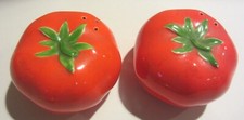 Vintage Red Tomato Shaped  Salt & Pepper Shakers Japan with sticker picture