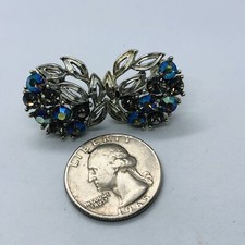 VINTAGE LISNER AURORA BOREALIS SCREWBACK LEAVES FINE JEWELRY EARRINGS picture