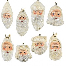 Marolin 2.25In White Christmas Santa Heads 8 Pc Set, , Vintage German Wmk11m picture