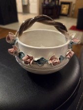 Vintage Made In Italy Capiodimonte Porcelain Basket/Pot Floral 5x4 picture