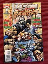 Jason vs. Leatherface #2 1995 Topps Texas Chainsaw Friday the 13th Water Damage picture