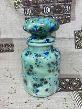 Vintage Green & Blue Crystalline Glazed Ceramic Canister Apothecary Jar 6.5 Inch picture