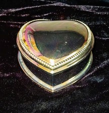 VINTAGE AVON Silver Plated Heart Shaped Velvet-lined Hinged Trinket Box picture