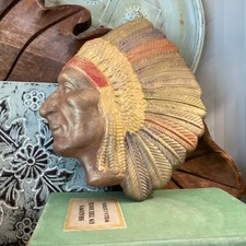 Mid-Century Chalkware Native American Indian Chief Head Dress picture