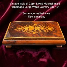 Vintage MAPSA Isola di Capri Swiss Musical Inlaid Wood Jewelry Box 12