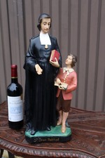 Antique large ceramic state saint john baptist de la salle rare religious picture