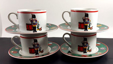 4) Vintage 1994 Bob Timberlake HOLIDAY SPIRIT NUTCRACKER Cup and Saucer Sets picture