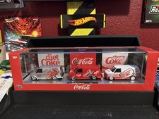Coca-Cola M2 Diecast 1996 GMC Safari Van 3-Pack w/ Display Case Diet/Cherry picture