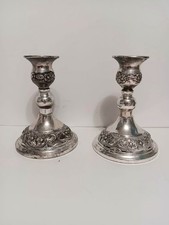 Godinger Silver Art Co Pair Of  Candle Stick Holders Silver TONED 5.5
