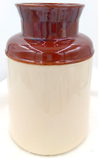 Brown Crock Jug Jar Vase Stoneware Pottery Primitive Rustic Tan Vintage #253 USA picture