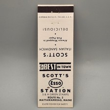 Vintage Scott's Esso Station Mattawamkeag Maine Matchbook Cover S&H Green Stamps picture