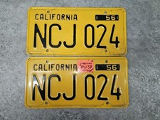 Vintage 1956 California License Plate Pair picture