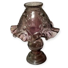 VTG Homco 3 piece Fairy Lamp Fenton Iridescent Cabbage Rose Amethyst Cottagecore picture