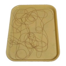 Vtg Le Beau Yellow Serving Tray Gold Spaghetti String Design 16.25