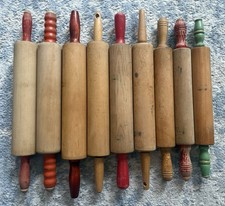 Lot of 9 Vintage Wood Rolling Pins Farmhouse Primitive Kitchen Cottage Décor picture