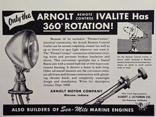 1946 Arnolt Ivalite Marine Spot Light Warsaw IN Print Ad - 360 Degrees Rotation  picture