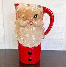 Vintage Santa Pitcher Winking Japan Stamped Stained Crazed Paint Loss Rare  picture