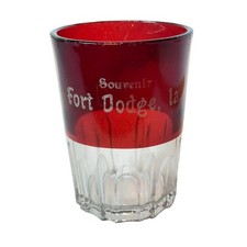 FORT DODGE IA IOWA Ruby Red Flash Souvenir Glass Antique CUP picture