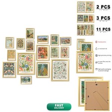 ANERZA 16 PCS Gold Framed Vintage Eclectic William Morris Wall Art Decor picture
