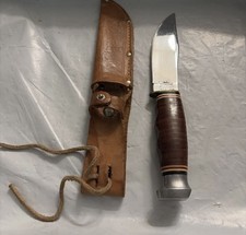 Ka-Bar Kabar 1203 USA Fixed Blade Hunting Knife Leather Handle Vintage Bd13 picture