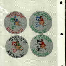 NICE RARE SET OF 4 WOMEN BRUSH FORK COAL CORP. COAL MINING STICKERS # 1062 picture