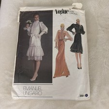 VOGUE 2681 VINTAGE EMANUEL UNGARO LACY DRESS PATTERN TWO LENGTHS SIZE 10 Uncut picture