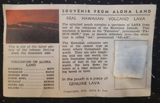 1942 Unused Hawaii Souvenir PC w / pouch of REAL Hawaiian VOLCANO LAVA picture