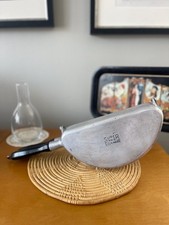 Vintage 1930s Super Maid Cook-Ware Aluminum Double Fry Pan w/ Black Wood Handle picture