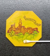Vintage Yellow Bakelite Catalin Souvenir Coaster Plaque Hluboka Castle 18.47g picture