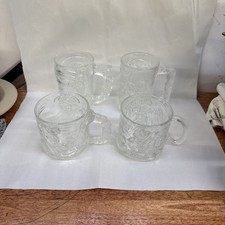 Vintage 1995 Batman Forever McDonald's Complete Set of 4 Embossed Glass Mugs picture