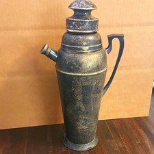 Apollo EPNS Bernard Rice Sons Silver Plated Cocktail Shaker w Handle Strainer picture