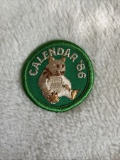 Vintage Girl Scout Embroidered Patch G.S. Calendars 1986 Bear 80s Retro Scouts picture
