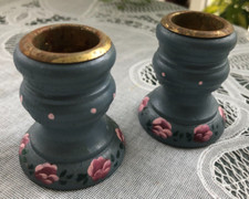 SET OF 2 WOOD CANDLEHOLDER FOR 7/8