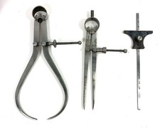 3-PC Machinist Tool Lot Moore & Wright, Inside / Outside Spring Caliper, Enkay picture
