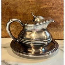 Vintage Reed & Barton Grace Line Silver Soldered Covered Creamer Pitcher picture