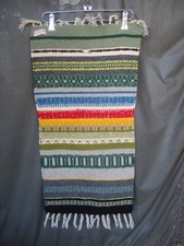 Hand Woven Dodson Named Tasseled Wool Indian Rug Blanket, 15x29 inches #1 picture