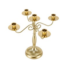 5 Arm Candelabra Taper Table Centerpiece Vintage Iron Candle Holder 12.8inch DSO picture