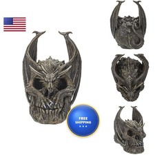 SUMMIT COLLECTION Spiral Dark Gothic Draco Dragon on Mutated Skull Figurine 7.5 picture