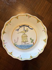 Vintage French Faience La Liberté Plate – Revolutionary Birdcage Motif (9.5 in) picture