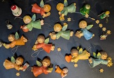 Anri Juan Ferrandiz Wood Carved Flying Angels Christmas Ornaments MCM Lot  picture
