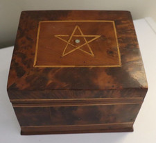 Vintage Burled wood box Signed marking star of david vintage 6.5